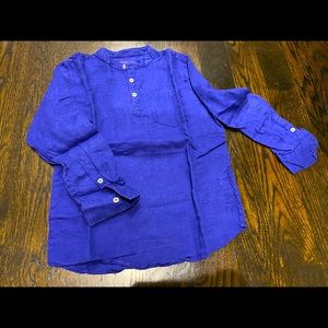 2 European collarless button down cotton/ linen boy’s shirts.